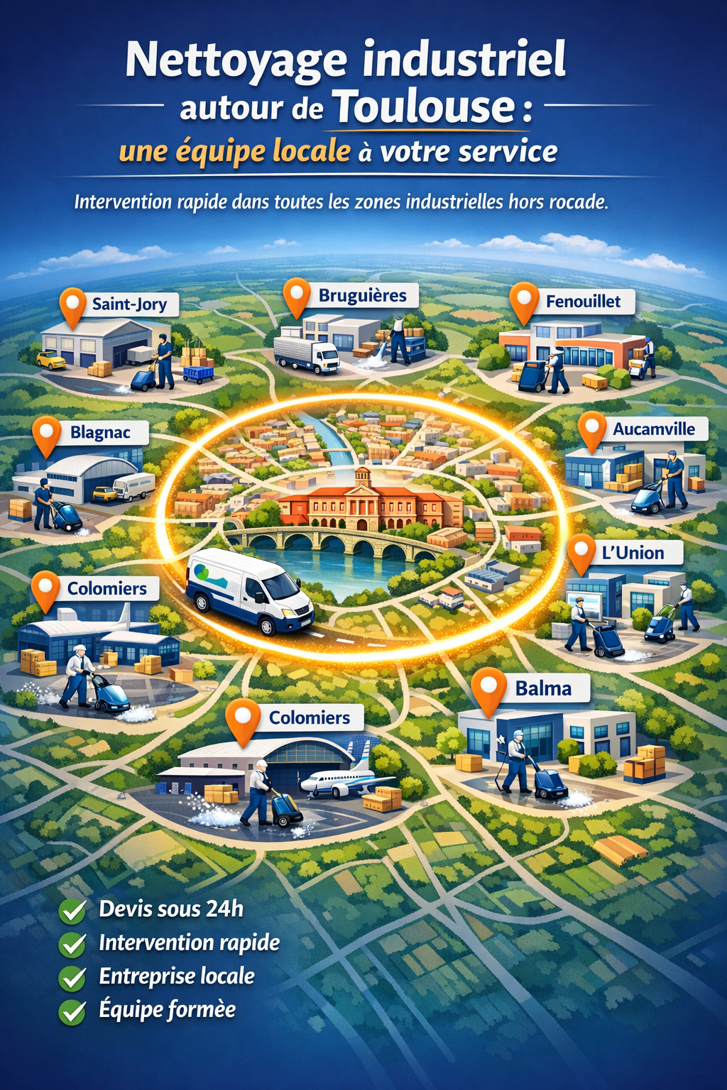 Entreprise de nettoyage industriel autour de Toulouse